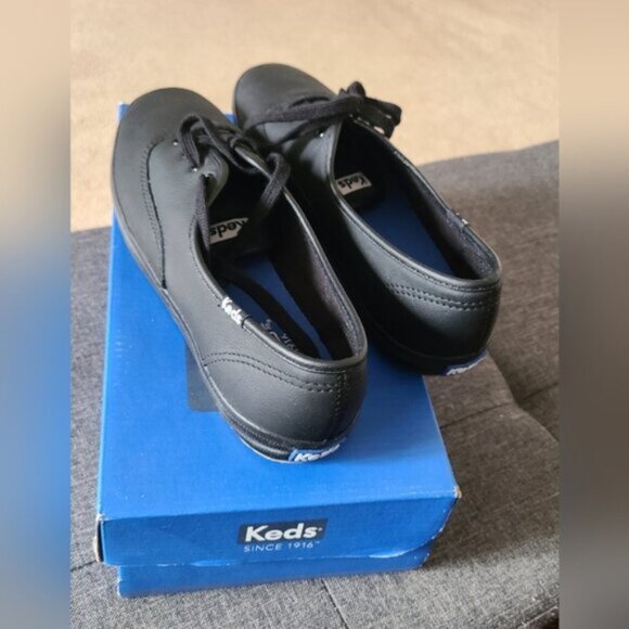 KEDS Ladies Champion Black Leather Ortholite Orthopedic Comfort Sneakers Shoes - Picture 10 of 14